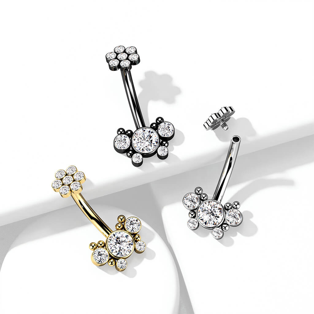 Bauchnabelpiercing Blumen Zirkonia Innengewinde - Image 5