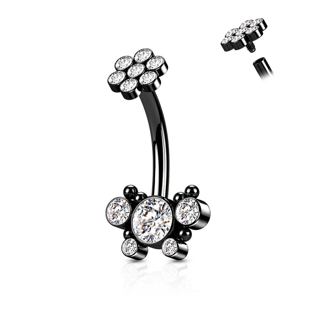 Bauchnabelpiercing Blumen Zirkonia Innengewinde - Image 6