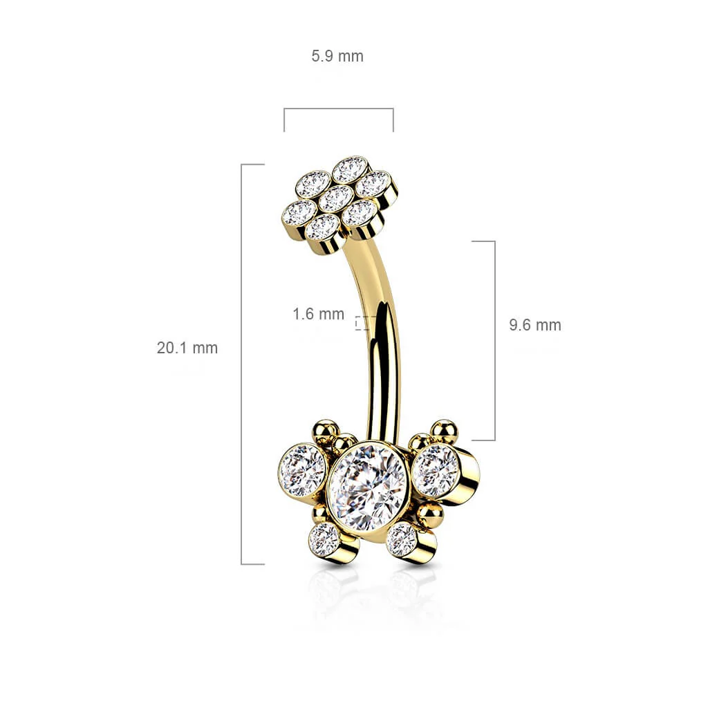 Bauchnabelpiercing Blumen Zirkonia Innengewinde - Image 7