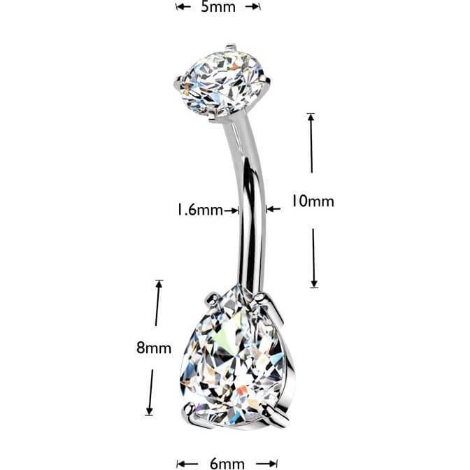 Bauchnabelpiercing Tropfen Zirkonia Innengewinde - Image 2
