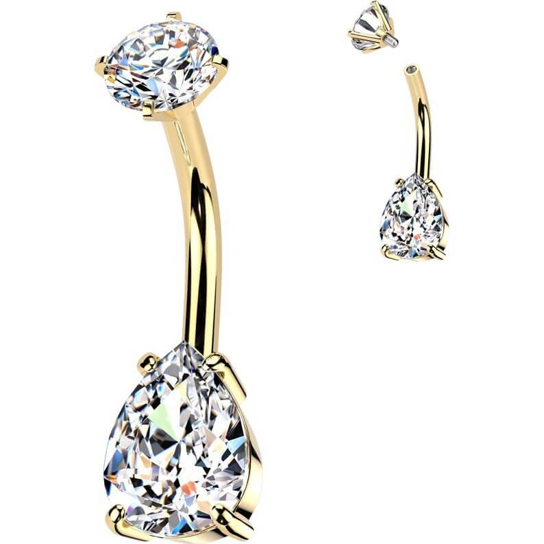 Bauchnabelpiercing Tropfen Zirkonia Innengewinde - Image 4