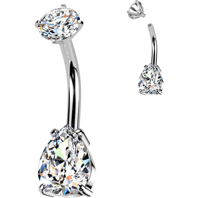 Bauchnabelpiercing Tropfen Zirkonia Innengewinde - Image 6