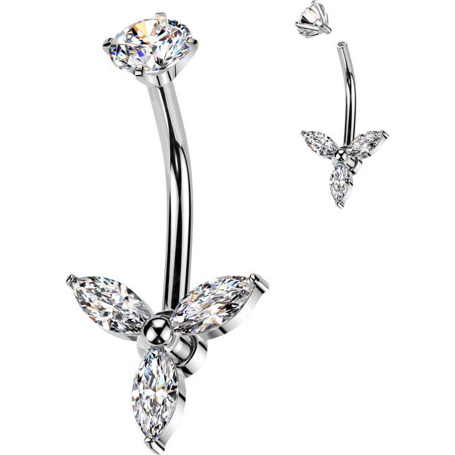 Bauchnabelpiercing Dreieinigkeit Zirkonia Marquise Schliff Innengewinde