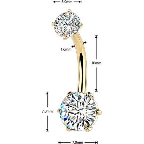Bauchnabelpiercing 6er Krappenfassung runder Zirkonia Innengewinde - Image 2