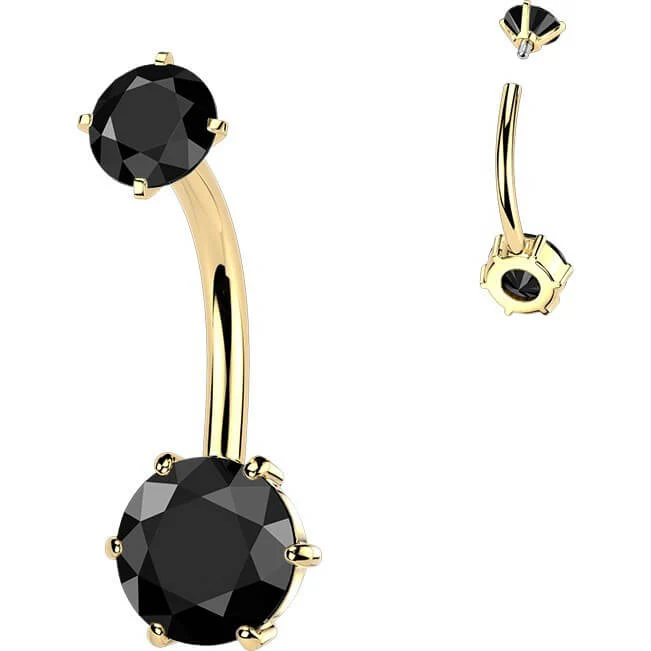 Bauchnabelpiercing 6er Krappenfassung runder Zirkonia Innengewinde - Image 3
