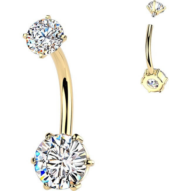 Bauchnabelpiercing 6er Krappenfassung runder Zirkonia Innengewinde - Image 4