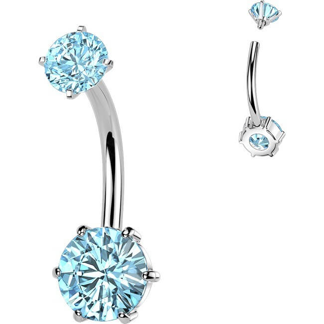 Bauchnabelpiercing 6er Krappenfassung runder Zirkonia Innengewinde - Image 5