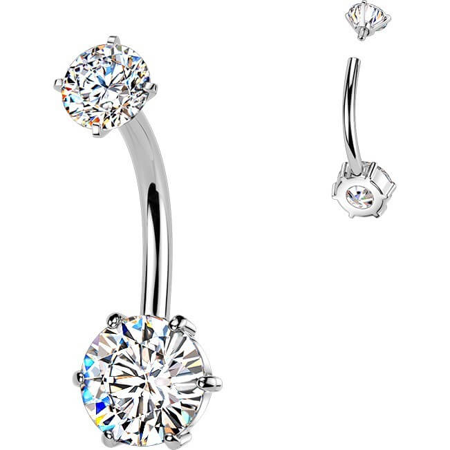 Bauchnabelpiercing 6er Krappenfassung runder Zirkonia Innengewinde - Image 6