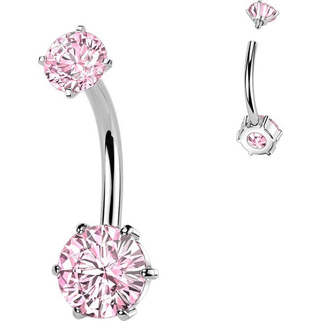 Bauchnabelpiercing 6er Krappenfassung runder Zirkonia Innengewinde - Image 7