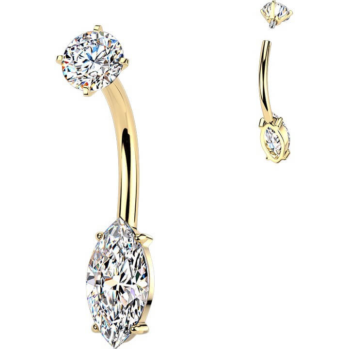 Bauchnabelpiercing Krappenfassung Marquise Zirkonia Innengewinde - Image 3