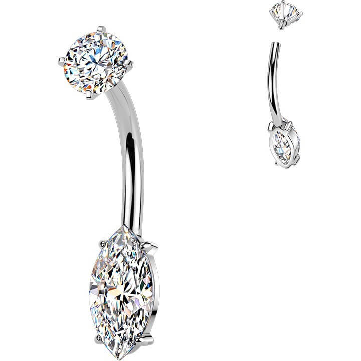 Bauchnabelpiercing Krappenfassung Marquise Zirkonia Innengewinde - Image 4