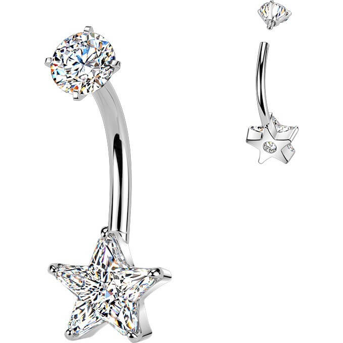 Bauchnabelpiercing Krappenfassung Stern Zirkonia Innengewinde