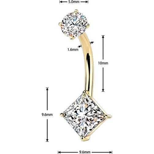 Bauchnabelpiercing Krappenfassung rautenförmiger Zirkonia Innengewinde - Image 2