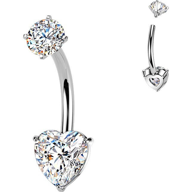 Bauchnabelpiercing Krappenfassung Herz Zirkonia Innengewinde