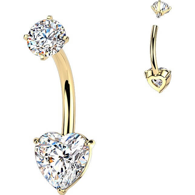 Bauchnabelpiercing Krappenfassung Herz Zirkonia Innengewinde - Image 3