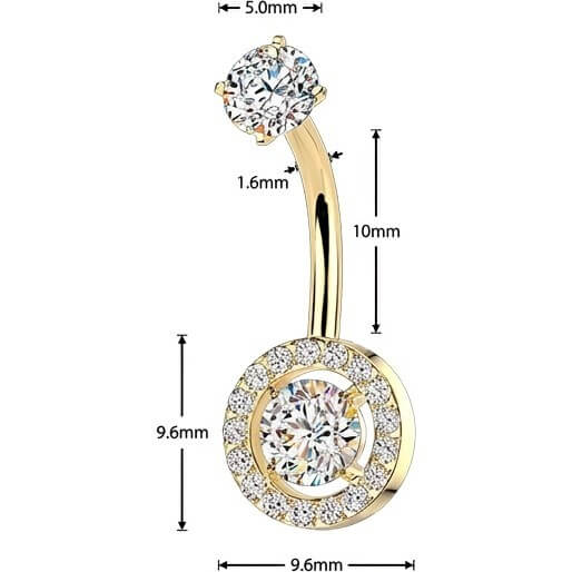 Bauchnabelpiercing Krappenfassung runder und Pavé Zirkonia Innengewinde - Image 2