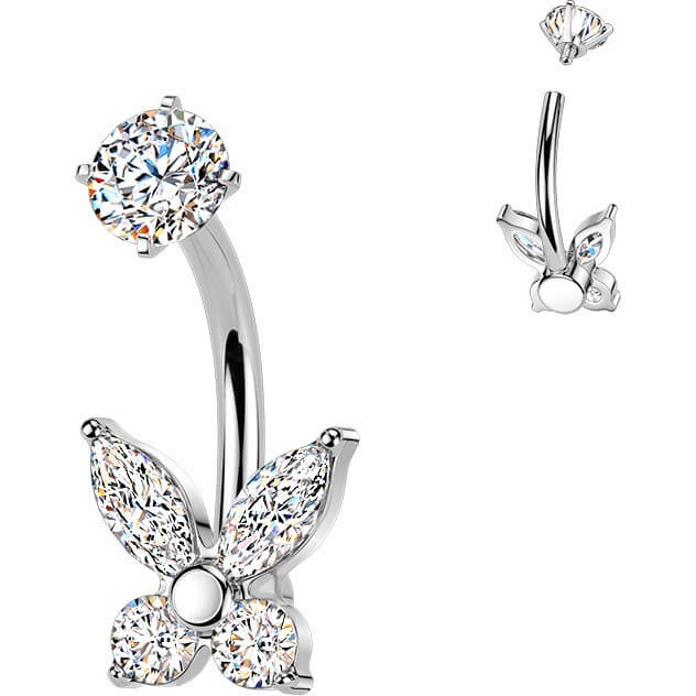 Bauchnabelpiercing Krappenfassung Schmetterling Zirkonia Innengewinde