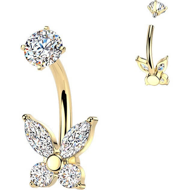 Bauchnabelpiercing Krappenfassung Schmetterling Zirkonia Innengewinde - Image 3