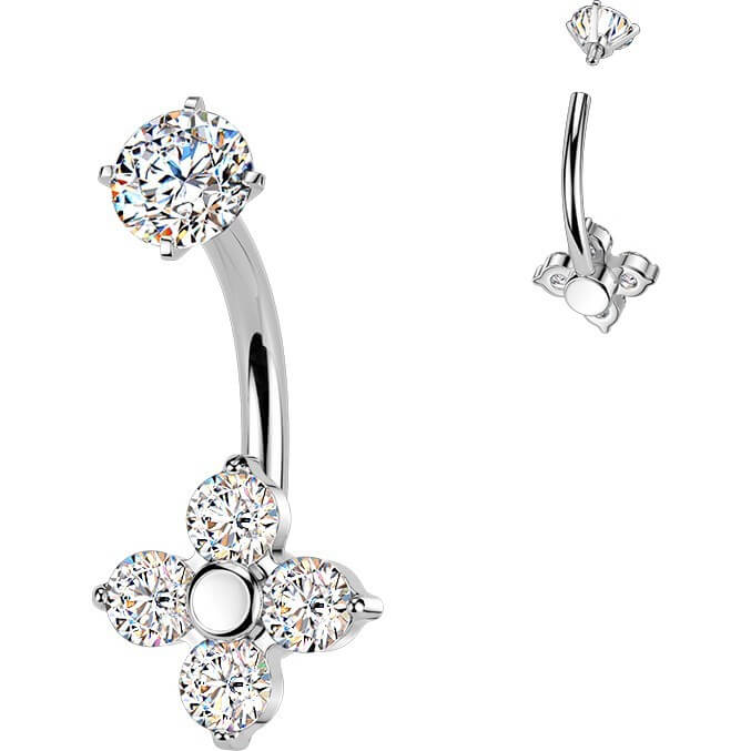 Bauchnabelpiercing Krappenfassung 4 Zirkonia Blume Innengewinde