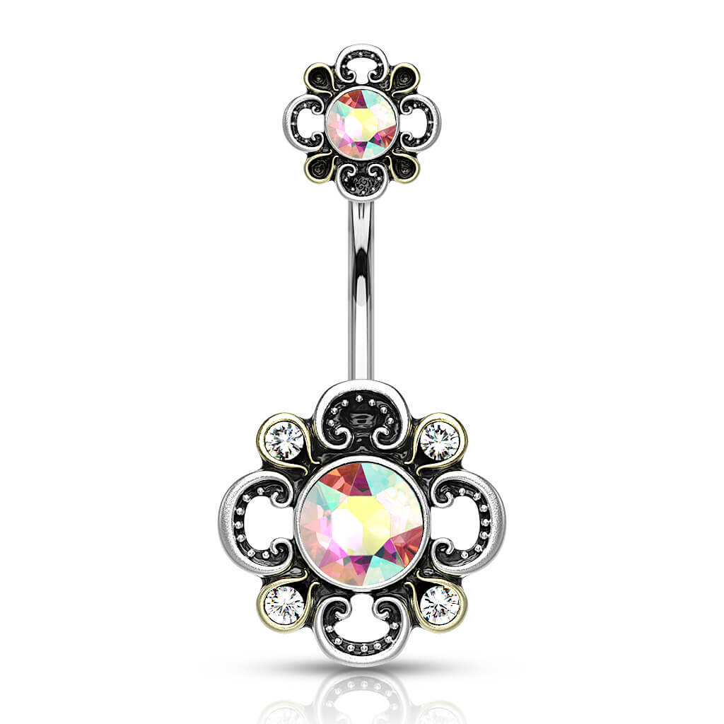 Bauchnabelpiercing Blume Zirkonia Silber - Image 2