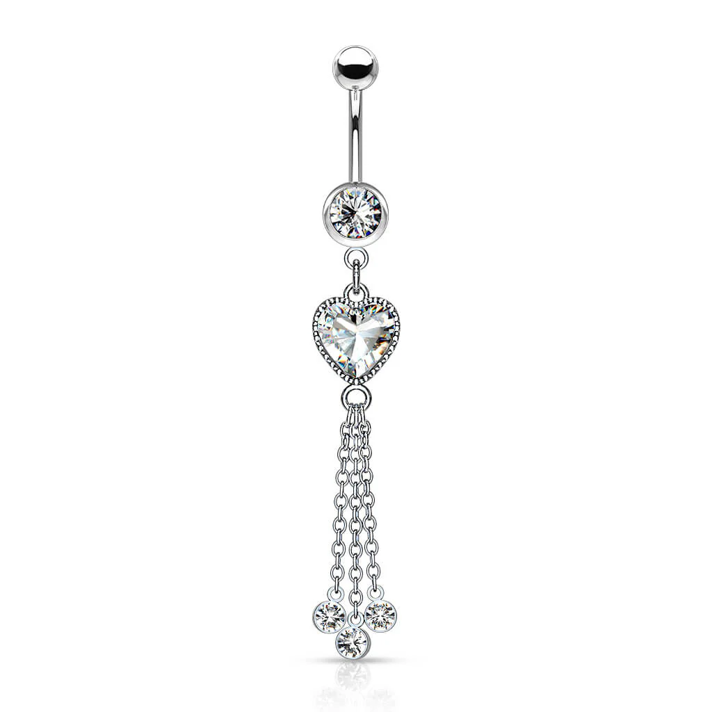Bauchnabelpiercing Herz beweglich Zirkonia Silber - Image 2