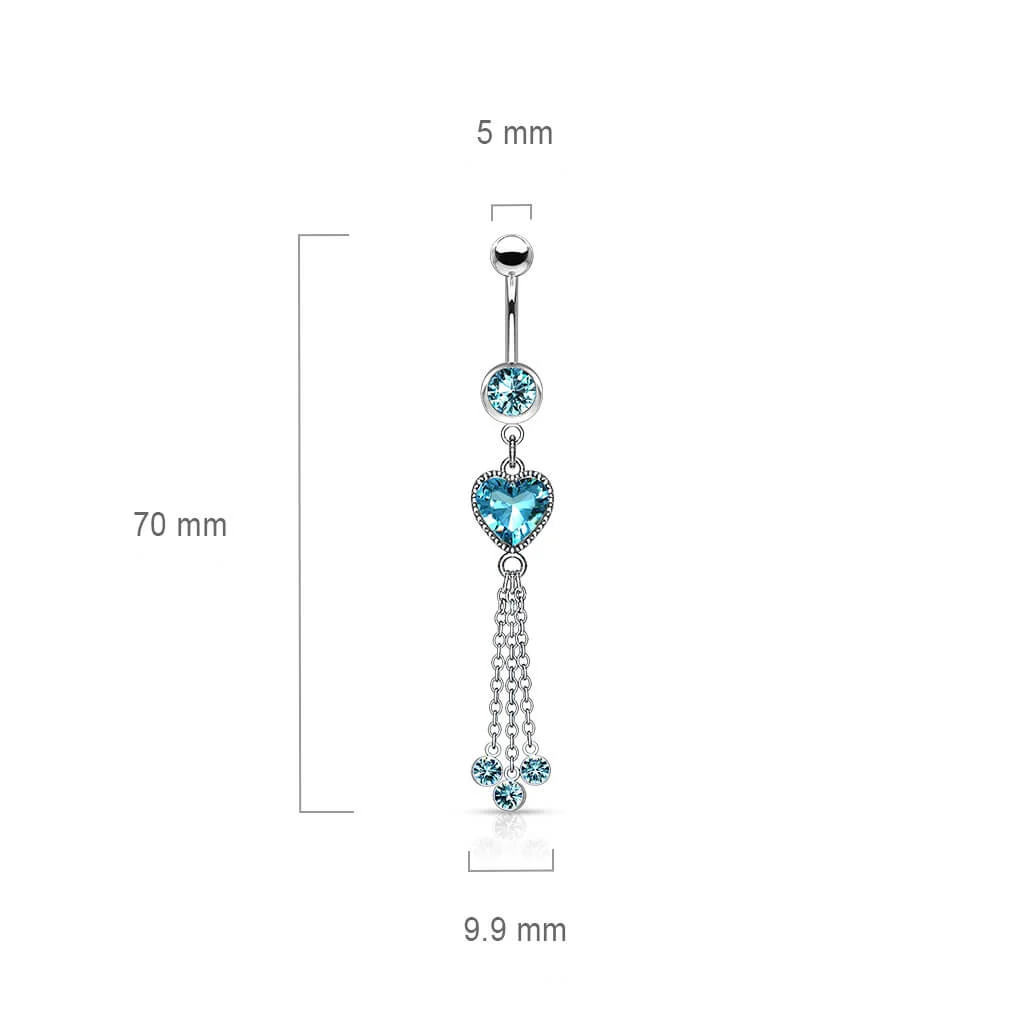 Bauchnabelpiercing Herz beweglich Zirkonia Silber - Image 3