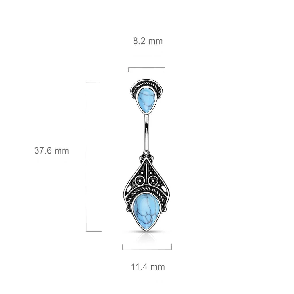Bauchnabelpiercing Vintage Türkis Halbedelstein - Image 3