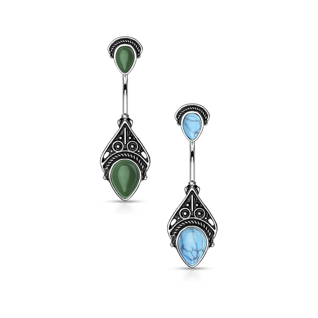 Bauchnabelpiercing Vintage Türkis Halbedelstein - Image 4