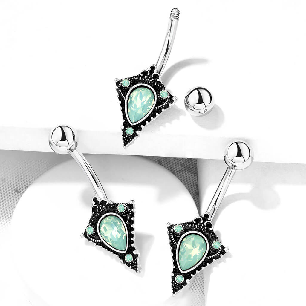 Bauchnabelpiercing Vintage Opal Silber - Image 4