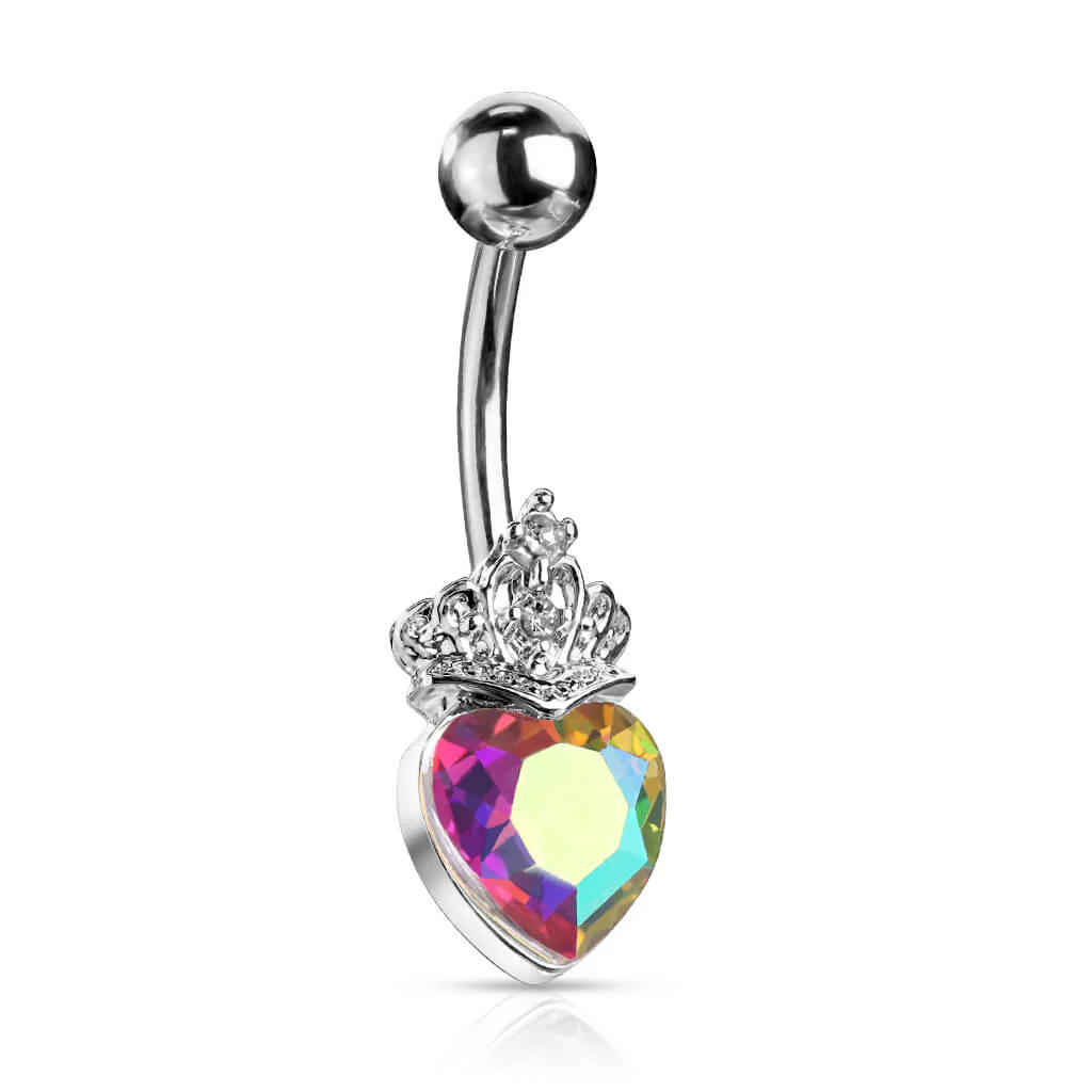 Bauchnabelpiercing Herz Krone Zirkonia Silber - Image 2