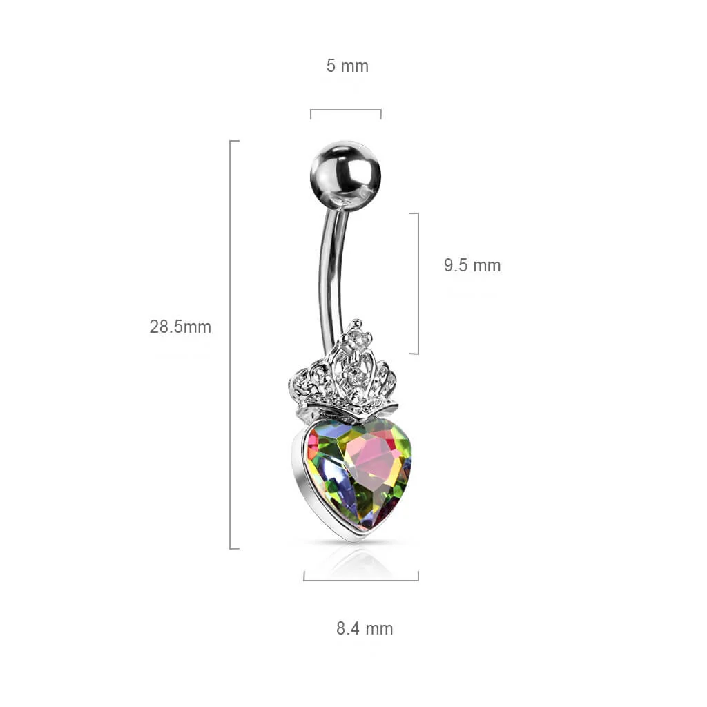 Bauchnabelpiercing Herz Krone Zirkonia Silber - Image 3