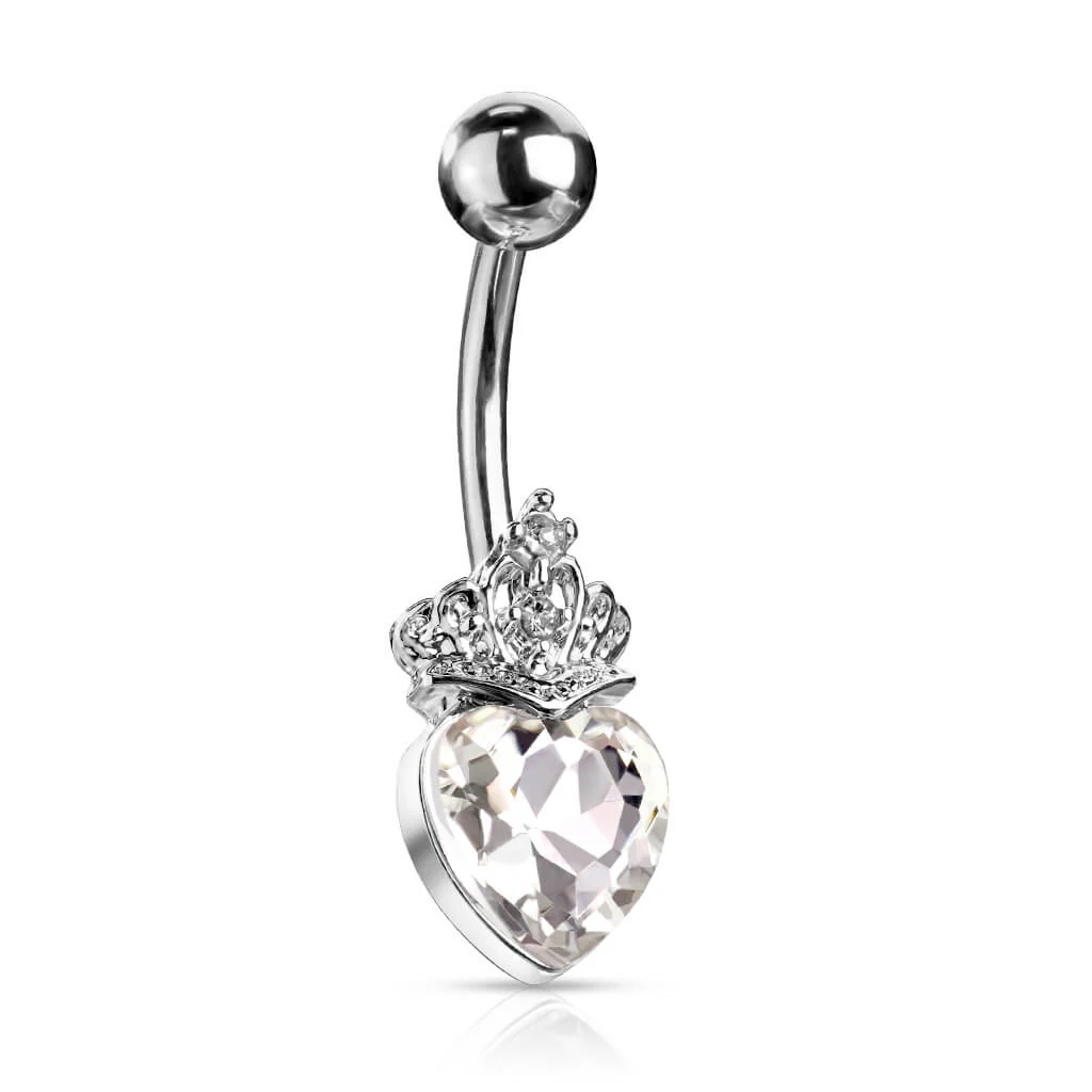 Bauchnabelpiercing Herz Krone Zirkonia Silber - Image 4