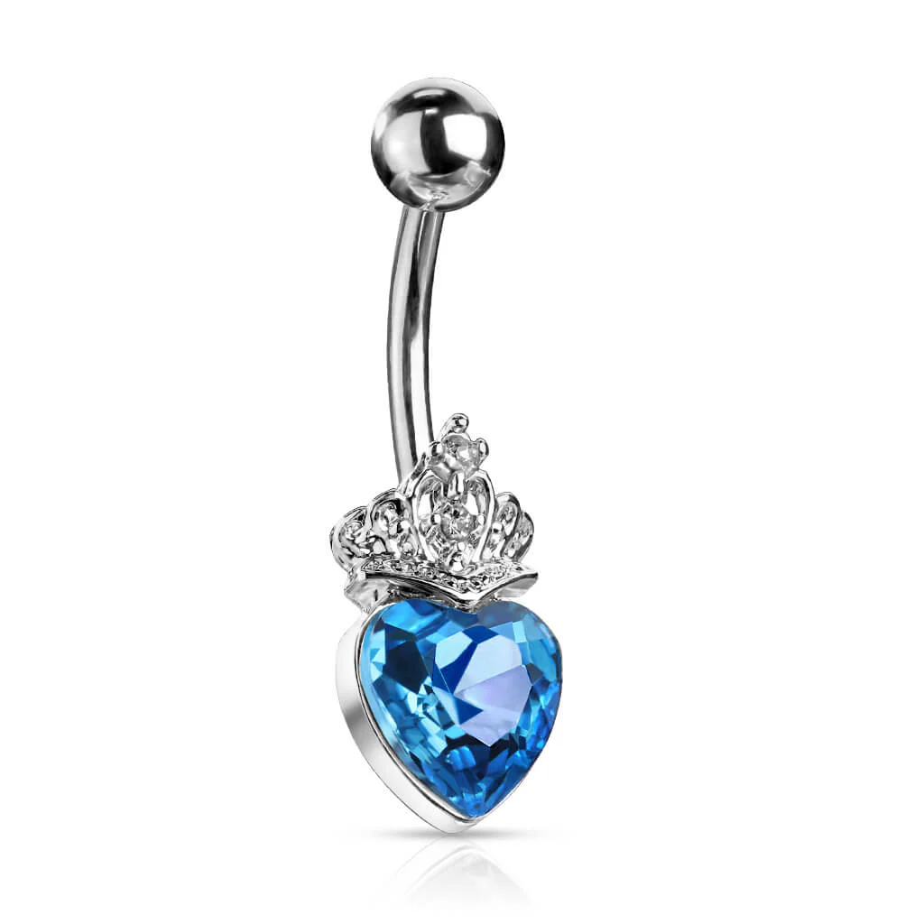 Bauchnabelpiercing Herz Krone Zirkonia Silber - Image 8