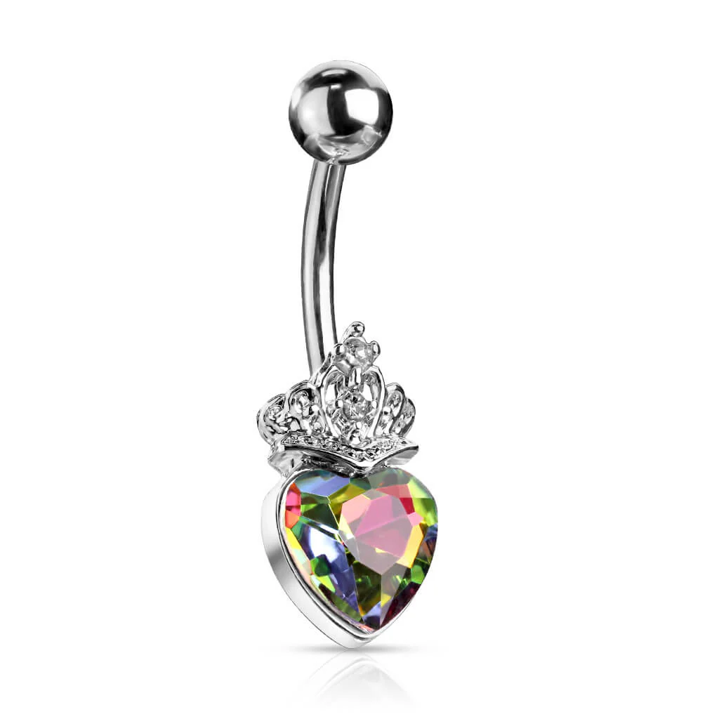 Bauchnabelpiercing Herz Krone Zirkonia Silber - Image 9