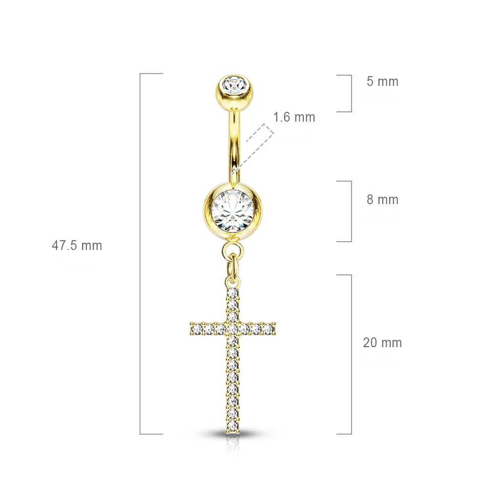 Bauchnabelpiercing Kreuz beweglich Zirkonia - Image 4