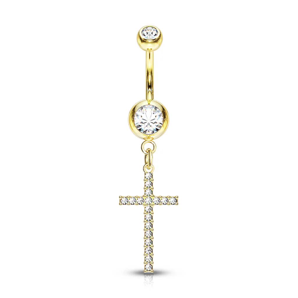 Bauchnabelpiercing Kreuz beweglich Zirkonia - Image 5