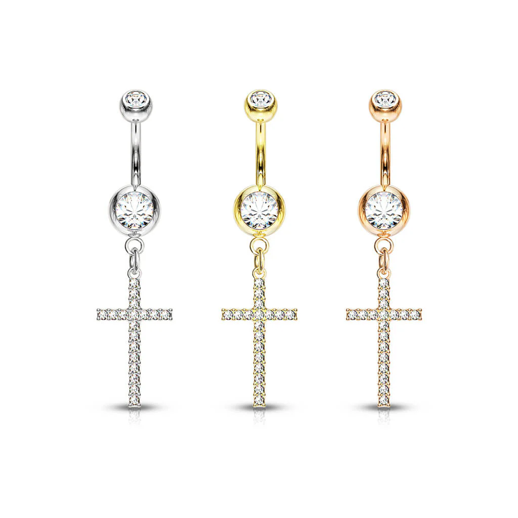 Bauchnabelpiercing Kreuz beweglich Zirkonia - Image 6
