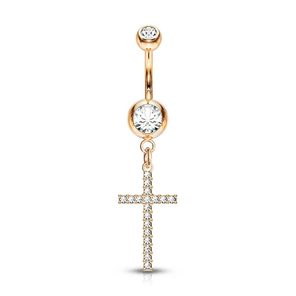 Bauchnabelpiercing Kreuz beweglich Zirkonia - Image 8