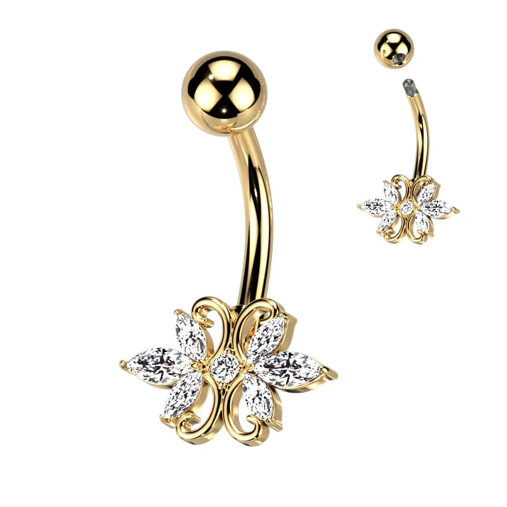 Bauchnabelpiercing Doppelherz Zirkonia - Image 2