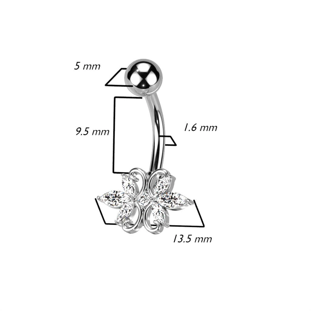 Bauchnabelpiercing Doppelherz Zirkonia - Image 3