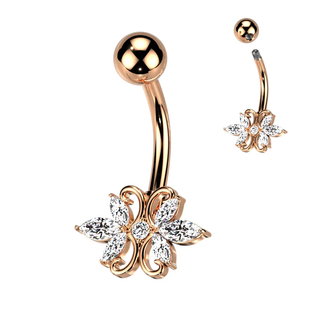 Bauchnabelpiercing Doppelherz Zirkonia - Image 4