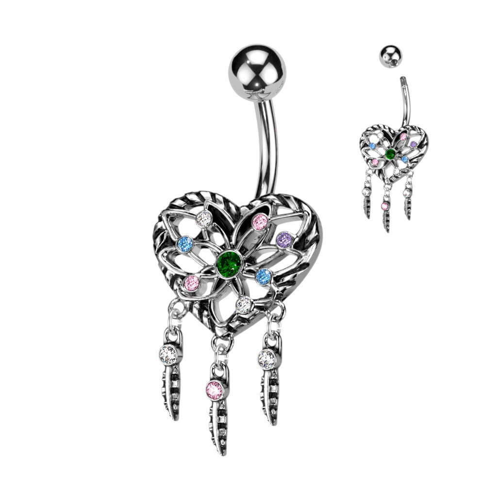 Bauchnabelpiercing Herz Zirkonia Silber - Image 2
