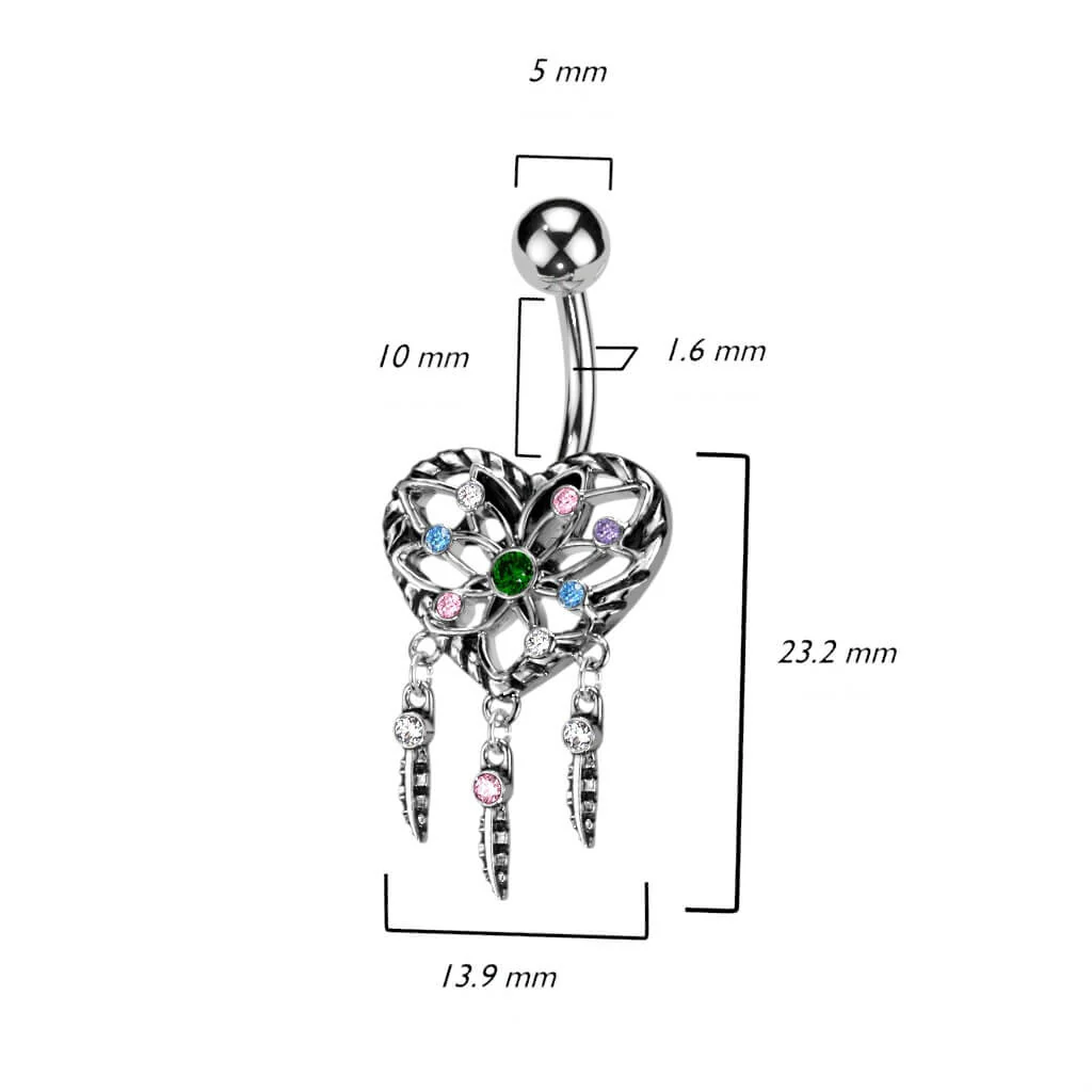 Bauchnabelpiercing Herz Zirkonia Silber - Image 3