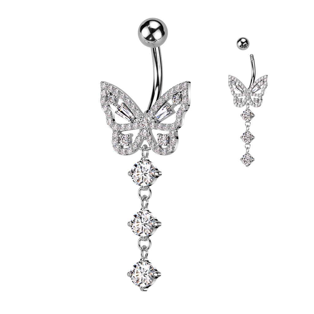 Bauchnabelpiercing Schmetterling beweglich Zirkonia - Image 2