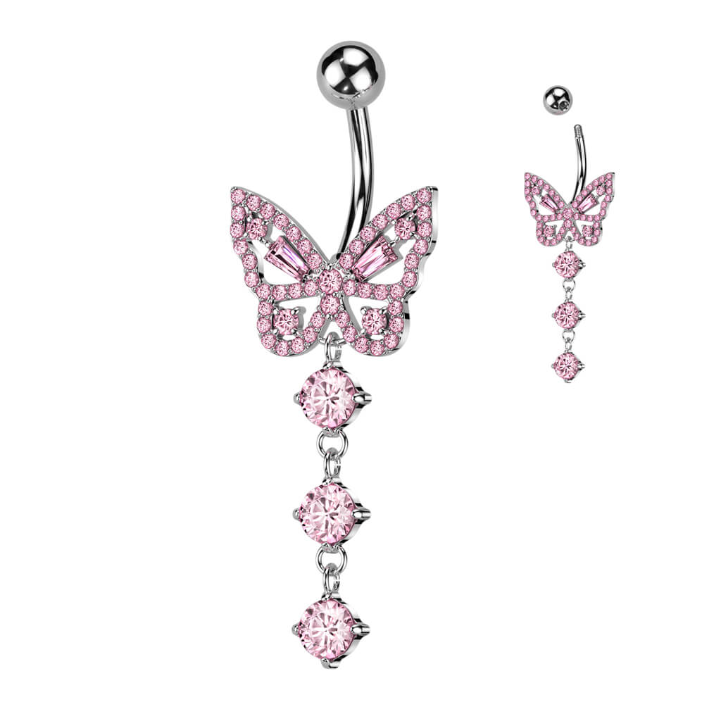 Bauchnabelpiercing Schmetterling beweglich Zirkonia - Image 4