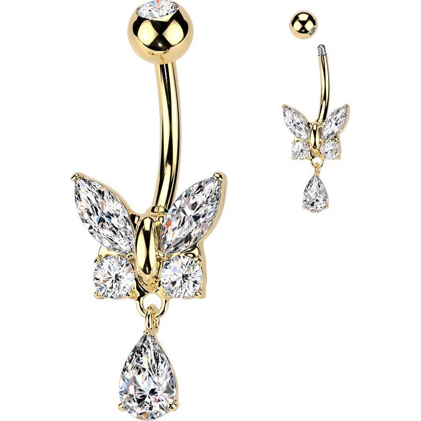 Bauchnabelpiercing Schmetterling Zirkonia Beweglich - Image 2