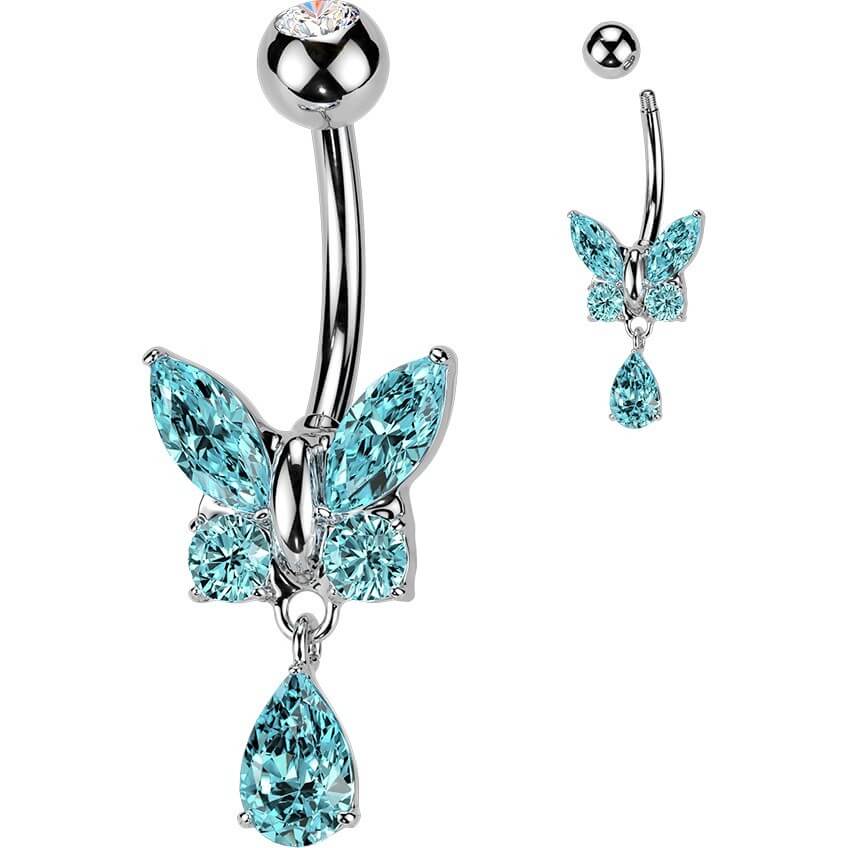 Bauchnabelpiercing Schmetterling Zirkonia Beweglich - Image 3
