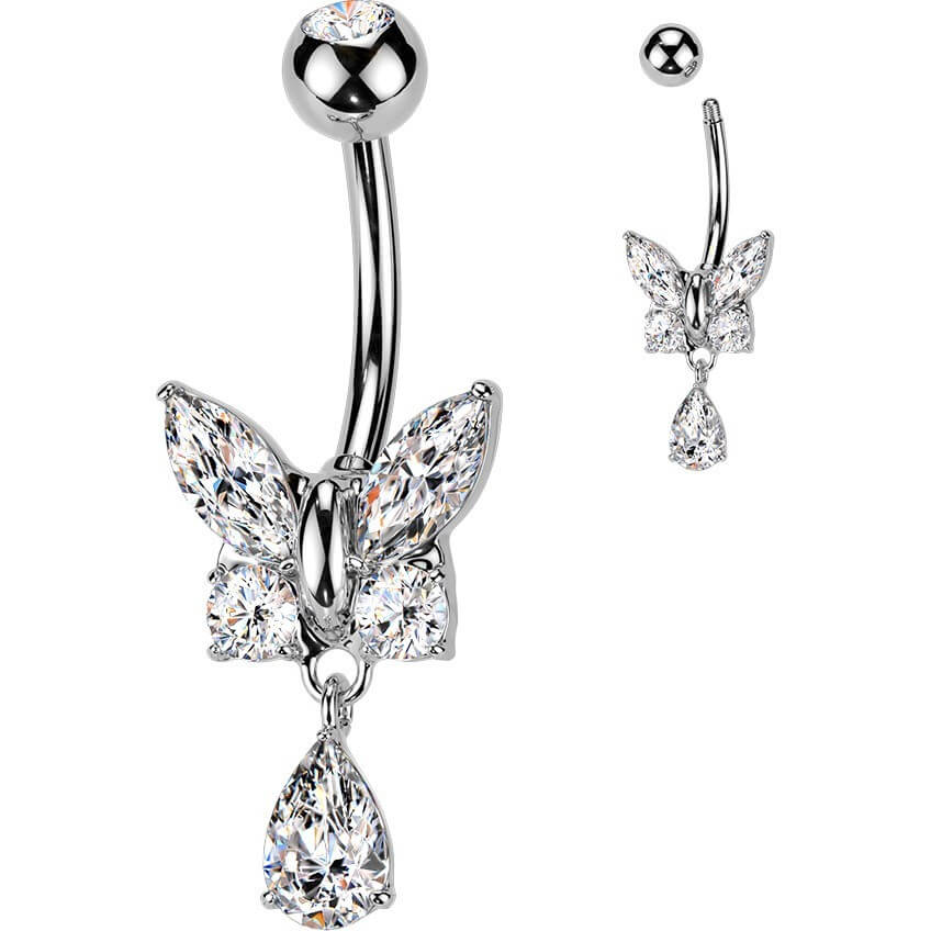 Bauchnabelpiercing Schmetterling Zirkonia Beweglich - Image 4