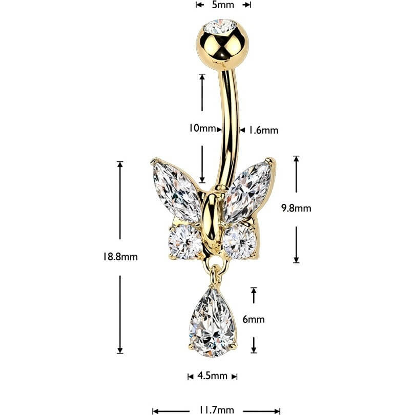 Bauchnabelpiercing Schmetterling Zirkonia Beweglich - Image 7