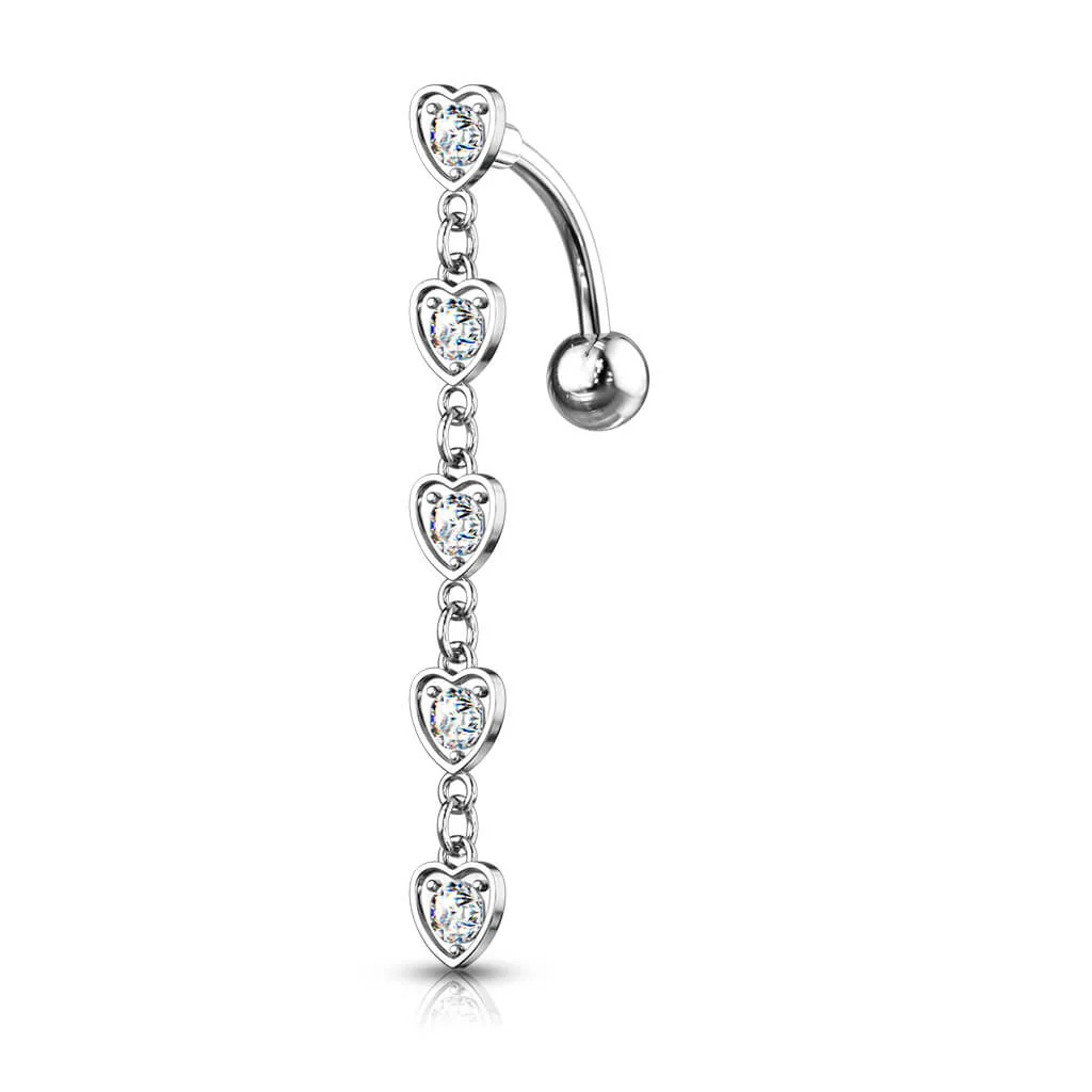 Bauchnabelpiercing Herz beweglich Zirkonia Silber - Image 2